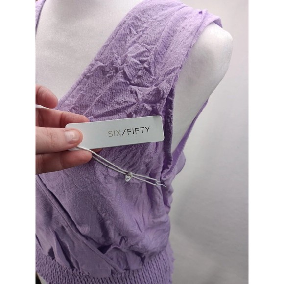 NWT Six Fifty Sleeveless Pastel Lavender Top Size Small Elastic Smocked Bottom - Picture 2 of 9